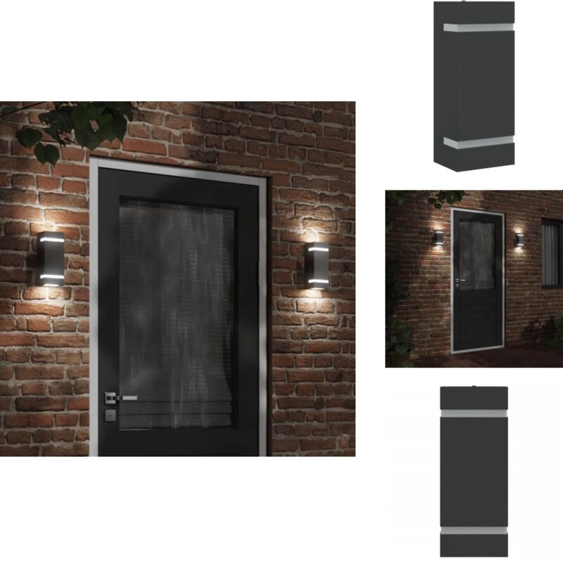 Außenwandleuchte Schwarz Edelstahl - Outdoor Wandleuchte - Edelstahl Wandleuchte - Gartenbeleuchtung - led Wandleuchte -...