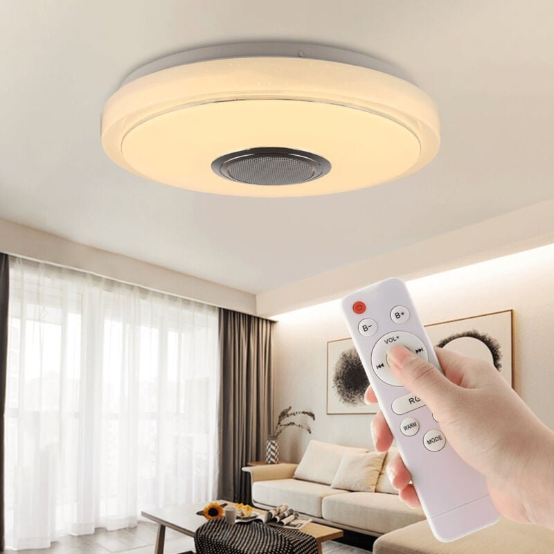 Thumbnail - LED-Deckenleuchte, Deckenleuchte mit Bluetooth-Lautsprecher, 38 W Einbau-Deckenleuchte, LED-Musik-Deckenleuchte, RGB-Far...