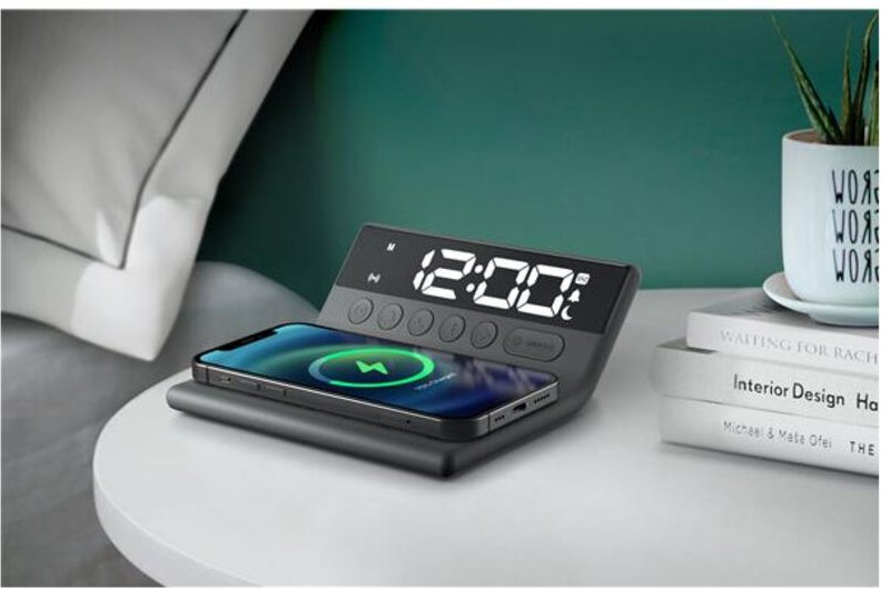 Wecker mit induktionsladung schwarz Muse M168WI