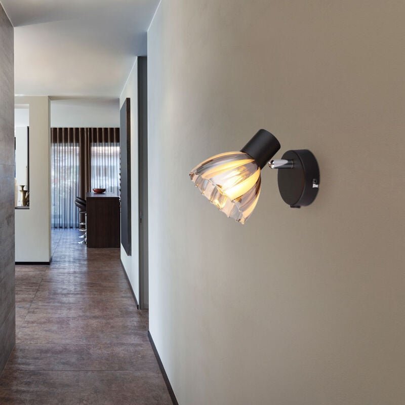 Wandleuchte Wandlampe Esszimmerleuchte chrom Glas satiniert verstellbar schwarz