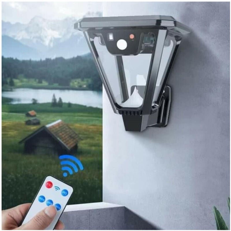 Trade Shop Traesio - Trade Shop - Straßenlaterne Solar Garten led auf Pfahl mit Fernbedienung Sensor -