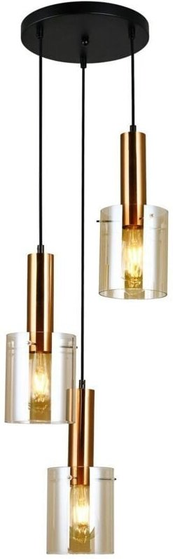 Sardo - Moderne hängende Anhänger Messing 3 Licht mit Bernsteinschirm, E27 - Italux