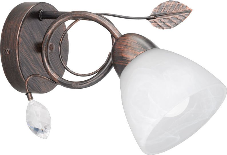 Wandleuchte Landhausstil Wandlampe rostfarben Glasschirm Flurleuchte Antik, Metall rostfarbig Alabasterglas, 1x E14, BxH...