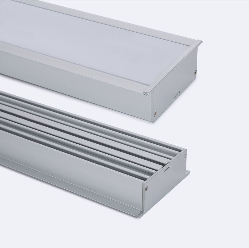 Ledkia - Aluminiumprofil Einbau Großformat mit durchgehender Abdeckung für led Streifen bis zu 60 mm Aluminium 2 m Weiß ...