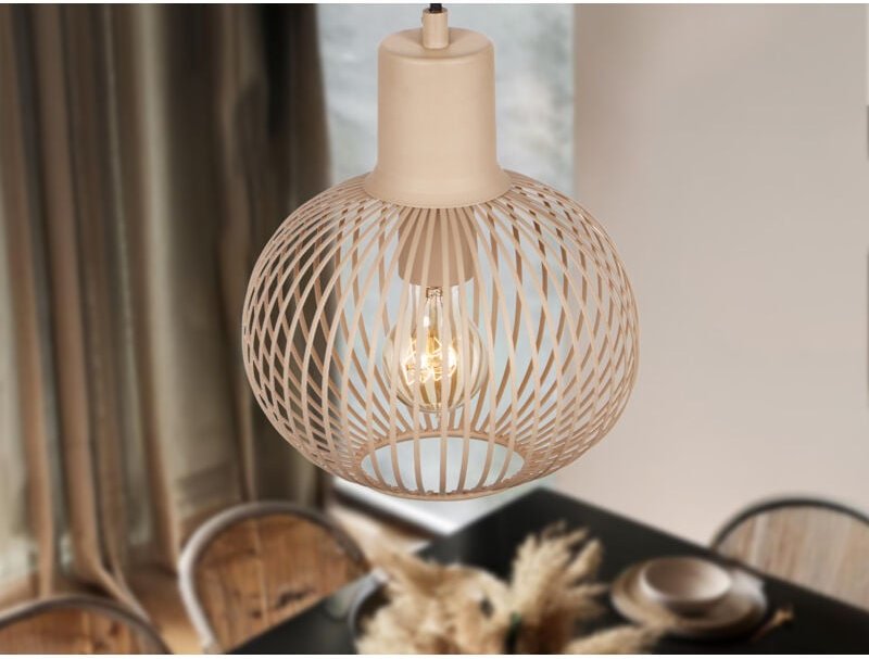Kleine Pendelleuchte gila mit Gitter Lampenschirm Beige, ø 23cm