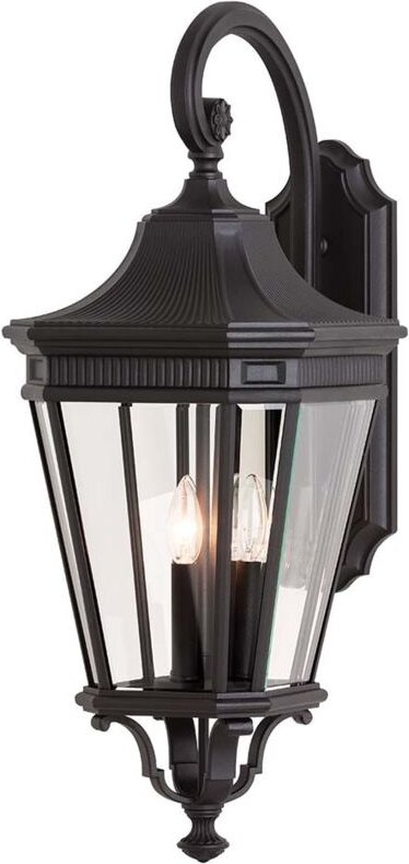 Cotswold Lane - 3 leichte große Wandlaterne im Freien Schwarz IP44, E14 - Elstead