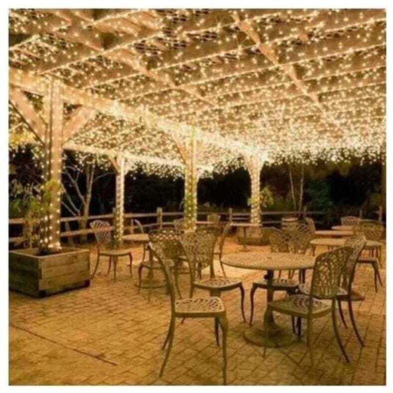 Guirnalda de luces led de 100 m y 600 luces para carnaval, bodas, exteriores, jardines e interiores (blanco cálido)