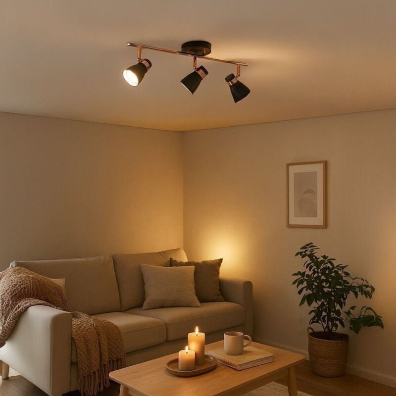 Arum Lighting - hampton Deckenleuchte 3 Spots GU10 Mattschwarz - Roségold