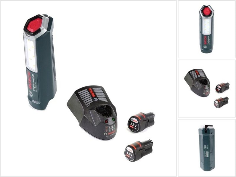 Bosch Professional GLI 12V-300 Akku Lampe + 2x GBA 12 V 3,0 Ah Akku + GAL 1230 Ladegerät