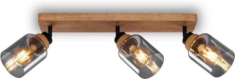 Spotlight, with wood, smoked glass, 3xE27/max.10W