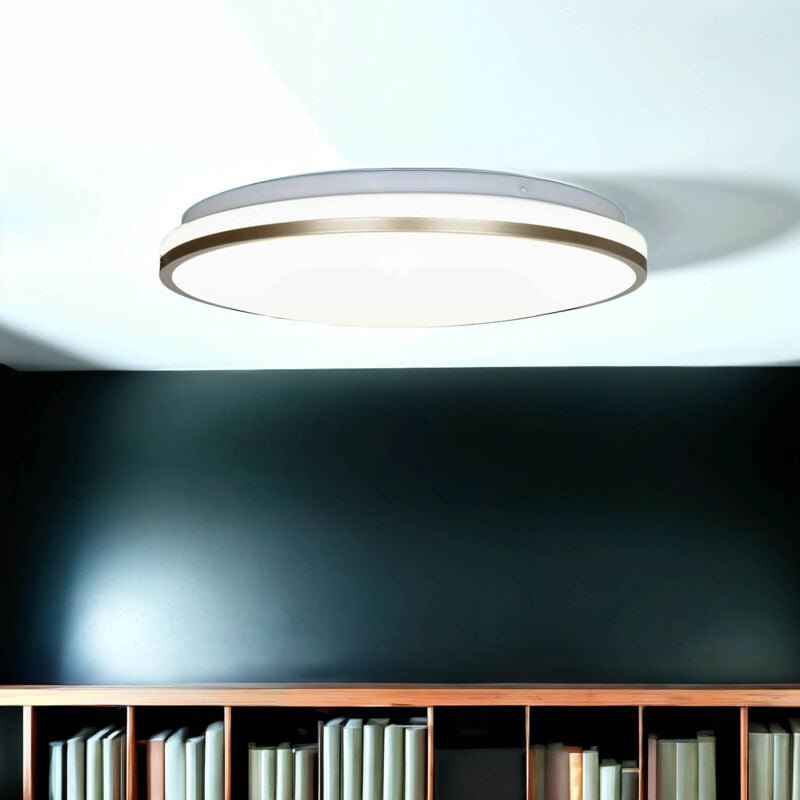 Licht-erlebnisse - Deckenleuchte led Metall d: 38 cm in Weiß Gold rund 4000 k neutralweiß 1460 lm