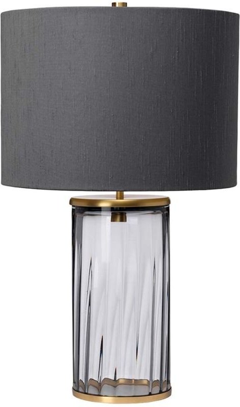 Reno Tischlampe Metallarbeiten Messing gealtert, Rauchglas