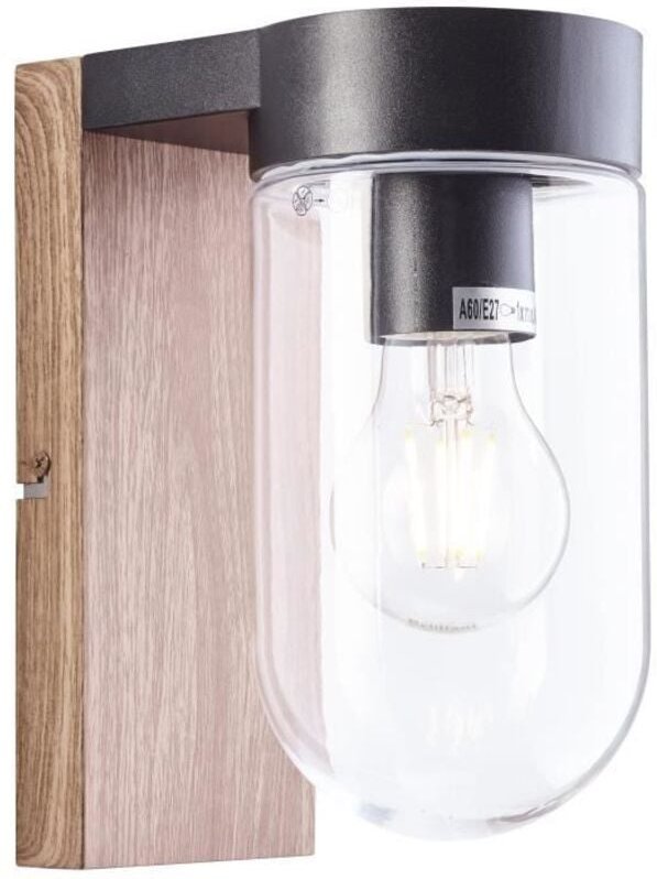 Lampe Cabar Außenwandleuchte holz dunkel/schwarz 1x A60, E27, 40W, geeignet für Normallampen (nicht enthalten) IP-Schutz...