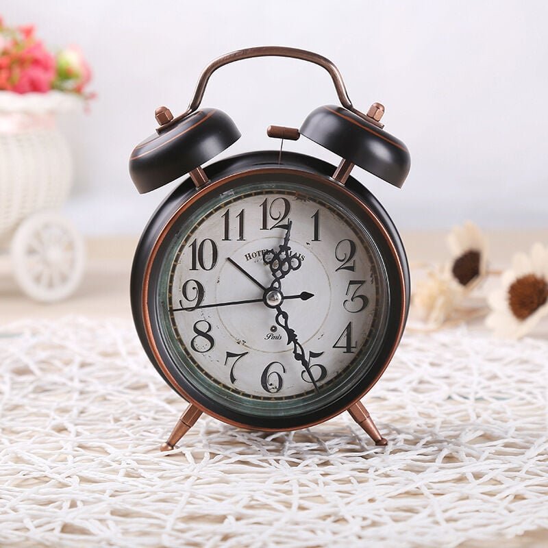 BEBUSINGOTO Altmodischer Wecker, mechanischer Retro-Wecker, traditioneller antiker Wecker mit Nachtlicht (schwarz)