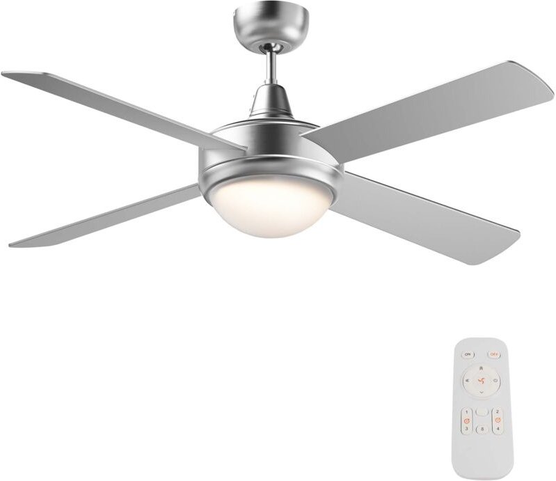 Wiltec - Deckenventilator ø 130 cm mit 4 Flügel, Ventilator mit 3 Geschwindigkeiten und Lampe, Lüfter mit Fernbedienung,...