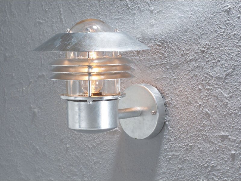 Konstsmide - Moderne Außen Wandlaterne modena stehend, Stahl Silber, Höhe 23cm