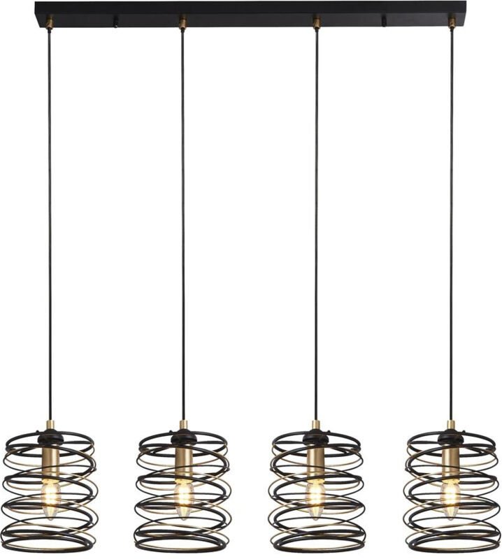 Spring 4 Lichtleisten-Anhänger, Schwarz und Gold - Searchlight