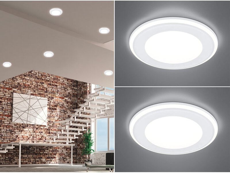 Runder led Deckeneinbaustrahler 2er Set in Weiß matt ø 14,8cm