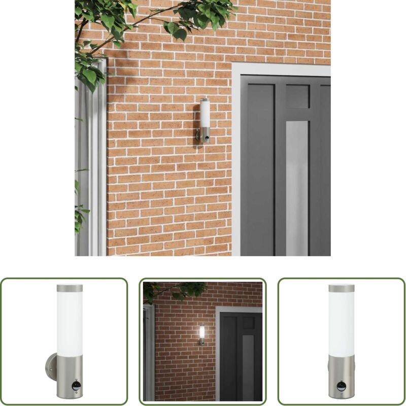 Wandbeleuchtung - Außenwandleuchte Silber 12 x 8,5 x 29 cm Edelstahl und Plastik