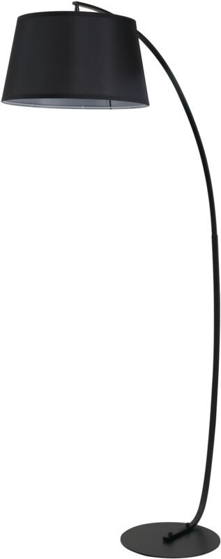 Bogenlampe, moderne Stehlampe Arc aus Metall, Leinen-Schirm, Schwarz