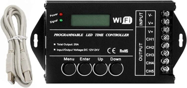 DC 12V 24V WiFi RGB Zeitprogrammierbarer LED-Controller TC421 5 KanäLe 20A Gemeinsame Anode Programmierbarer LED-Streife...