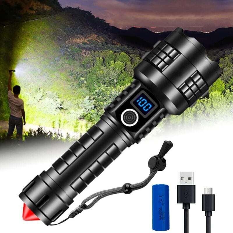 Hochleistungs-Akku-Taschenlampe, 3000 Lumen, ultrahelle taktische LED. Ideal für Camping, Notfälle und den täglichen Geb...