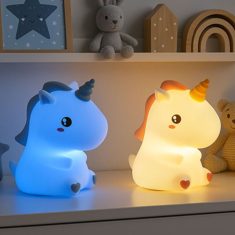 Kinderlampe Tischleuchte LED Nachtlicht Nachttischlampe Kinderleuchte Einhorn, RGB Farbwechsel, Touchdimmer, Timer, LxH ...