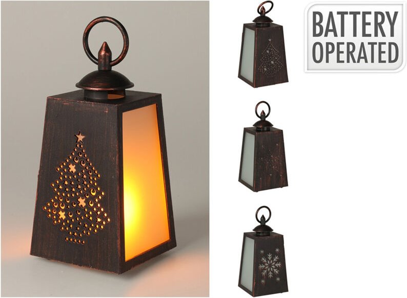 LED-Flammenlaterne, batteriebetrieben, 3 Modelle, 10x19cm. Basics