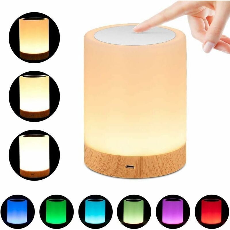 Thumbnail - LED-Nachtlicht, Nachttischlampe mit Touch-Steuerung und USB-Aufladung und 16-Farben-RGB-dimmbarer Tischlampe für Schlafz...