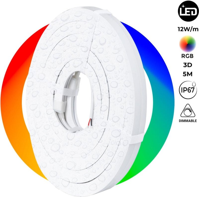 Barcelona Led - Flexibles LED-Neon rgb 3D - 16x16mm - 5m -Komplettset -12W/m -