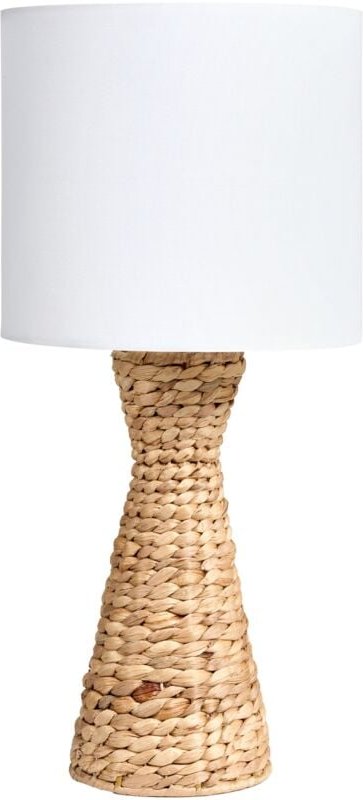 Beliani - Tischlampe mit Sockel aus natürlicher Wasserhyazinthe und weißem Lampenschirm im Boho-Japandi-Stil im Küstenlo...
