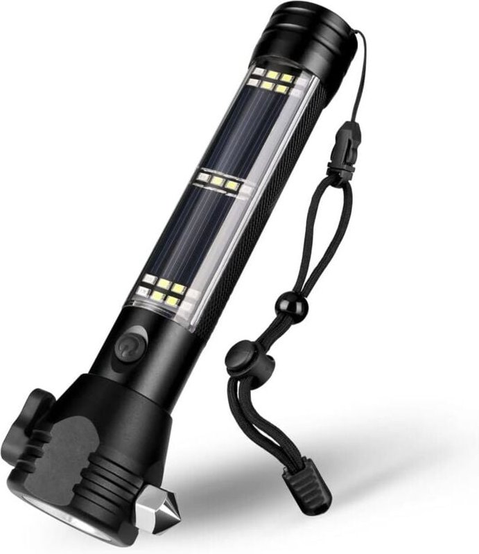 Solar-Taschenlampe, Auto-Taschenlampe, 268 Lumen, LED-COB-Licht, wiederaufladbar über USB, taktische Multifunktions-Tasc...