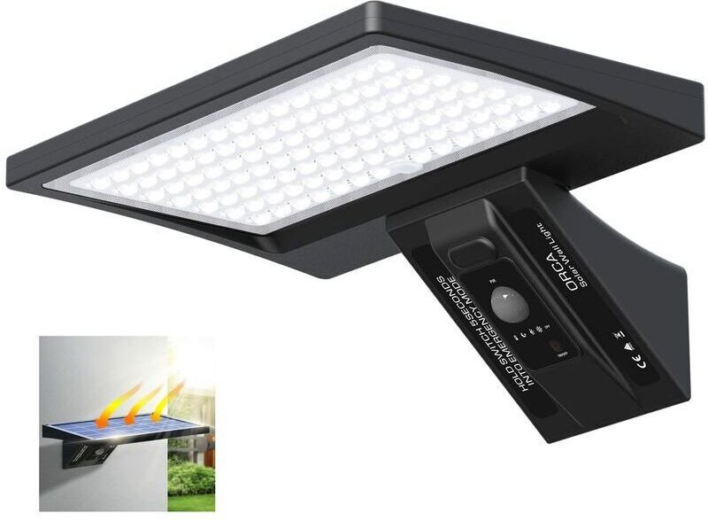 5200-mAh-Solarleuchte für den Außenbereich mit 150°-Bewegungsmelder, IP65, LED-Sicherheitsbeleuchtung