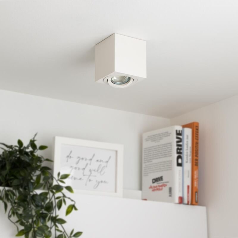 Eckiger Aufbaustrahler schwenkbar Deckenbeleuchtung - Farbe: weiß - LED Leuchtmittel: Ohne