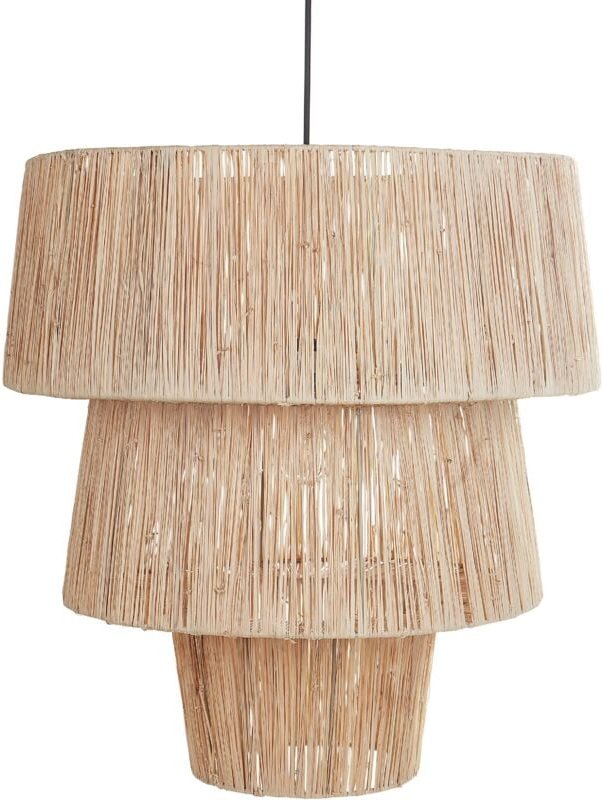 Hängelampe Naturfarben aus Stroh Boho Stil Modern Hängeleuchte für Esstisch Esszimmer Wohnzimmer Schlafzimmer