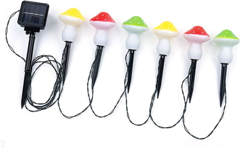 6-teilige Solar-Lichterkette in Pilzform, IP65 wasserdichte LEDs für den Außenbereich