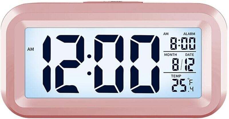 Digitaler Wecker mit großem LCD-Display – Kalender, Temperaturanzeige, 12/24-Stunden-Anzeige, Nachtlicht, Schlummerfunkt...