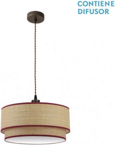 Fabrilamp Natürliche/rote Hängeleuchte mit Schirm 2 Lichter Modell Roque