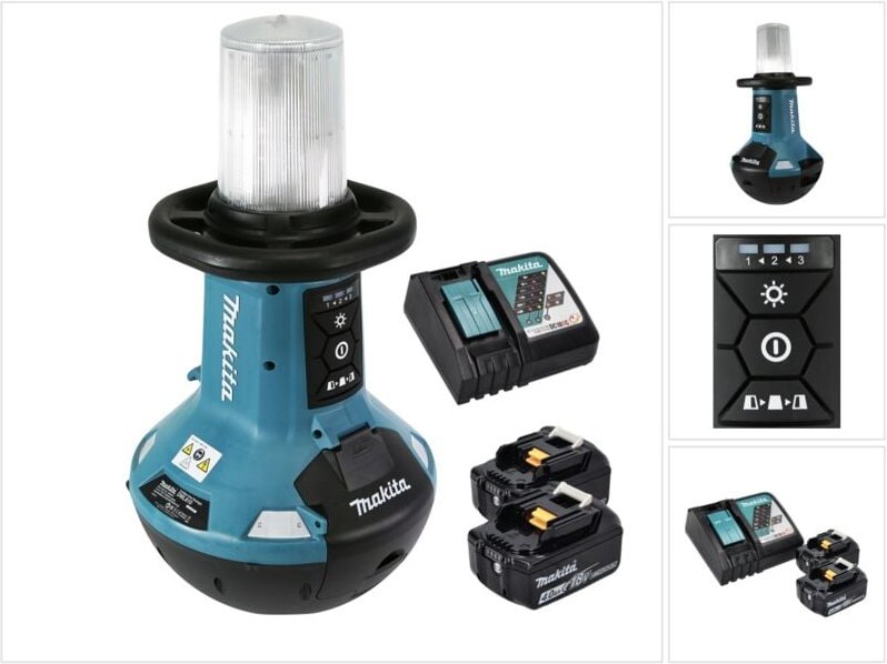 Thumbnail - Makita - dml 810 rm Akku led Flächenlicht 18 / 36 v ( 2 x 18 v ) 5500 lm IP54 + 2x Akku 4,0 Ah + Ladegerät