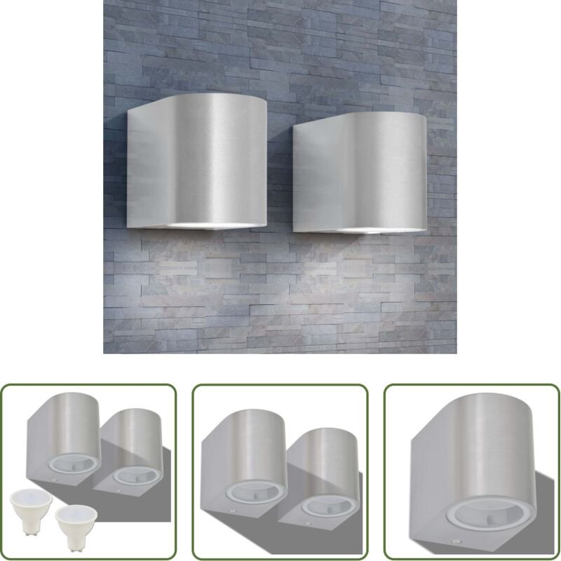 Außenwandleuchte - LED Außenwandleuchten 2 Stk. Rund Abwärts