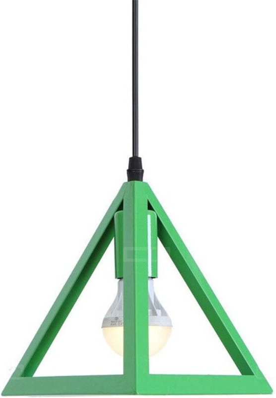 Pendelleuchte Metall Dreieckiger Käfig Hängende Deckenleuchte E27 Modern für Wohnzimmer Küche,Grün