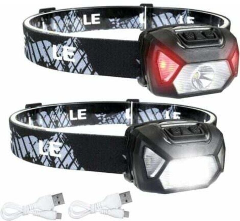 Leistungsstarke wiederaufladbare LED-Stirnlampe, D500 USB-LED-Stirnlampe, 2000 Lux, weißes und rotes Licht, 6 Beleuchtun...