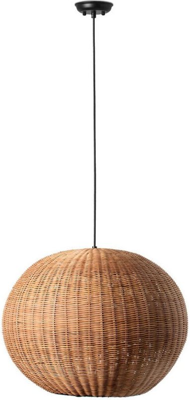 Faro Barcelona - Hängelampe schwarz/rattan ø530 haka 65134-75