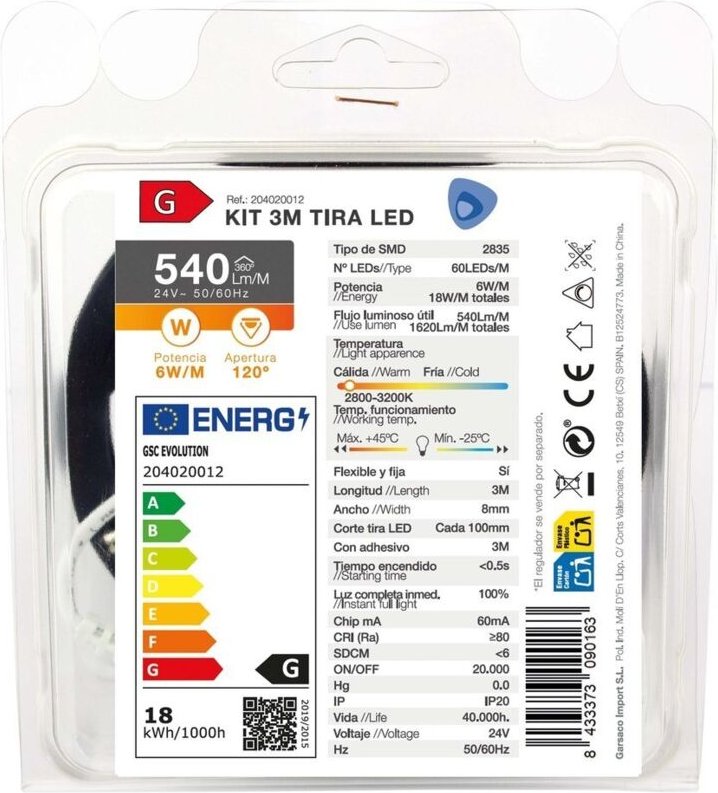 Kit 3M LED-Streifen 6W/M IP20 2800K-3200K vorbereitet