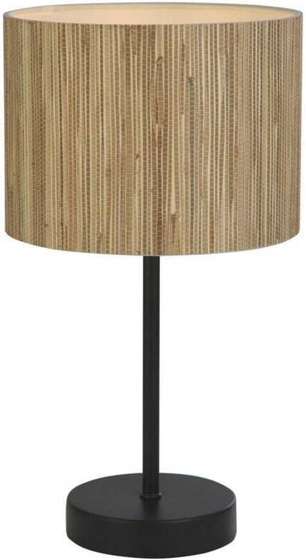 Searchlight - Tischlampe „Meadow“ mit 1 Licht, Schirm aus natürlichem Gras und schwarzem Metall