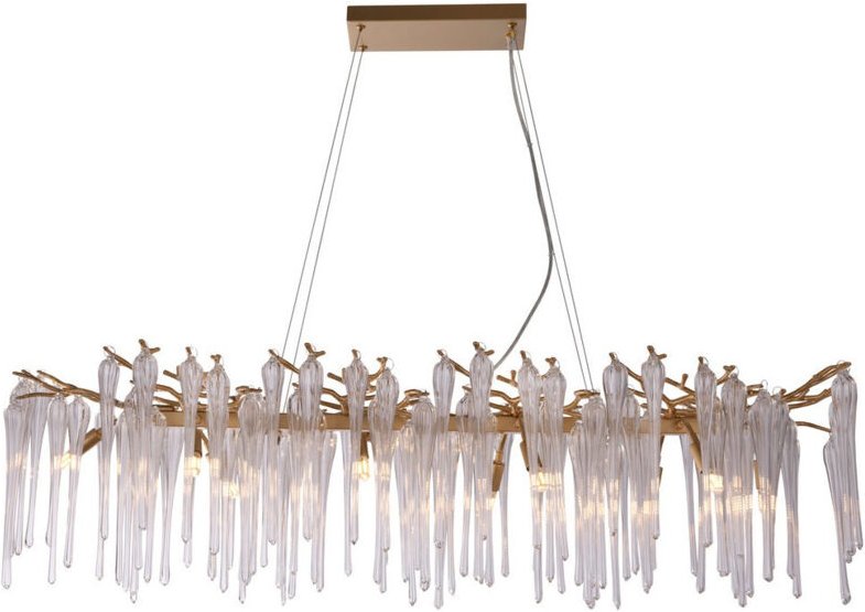 Searchlight Heritage Deckenpendelleuchte mit 10 Lichtern für Diner-Bars, goldfarbenes Metall und klares Glas