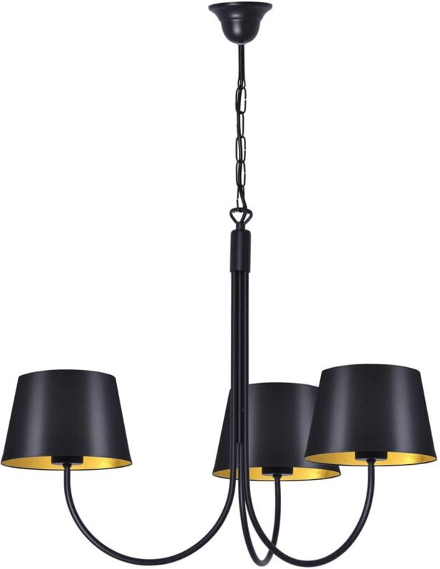 Pendelleuchte Kronleuchter mit schwarzen und goldenen Schirmen SASTO Kaja K-4335