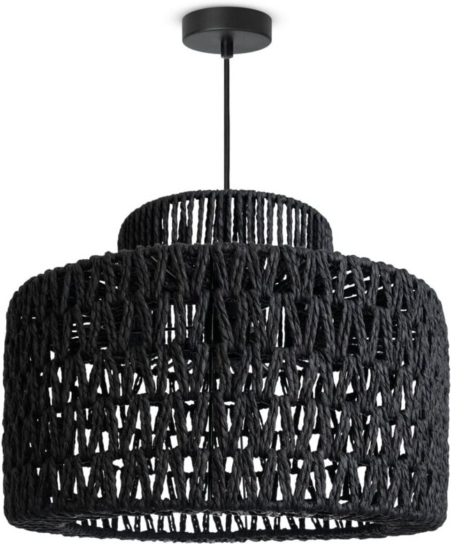 Pendellampe led Hängeleuchte Wohnzimmer Schlafzimmer Esszimmer Schirm Papier E27 Pendelleuchte - Schwarz, Schwarz (Ø40cm...