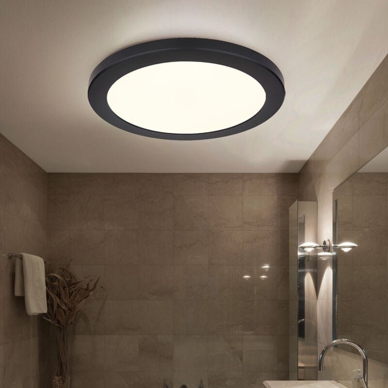 Globo Lighting - Deckenleuchte Aufbaulampe led Deckenlampe Wohnraumleuchte in runder Form, Kunststoff, schwarz weiß opal...