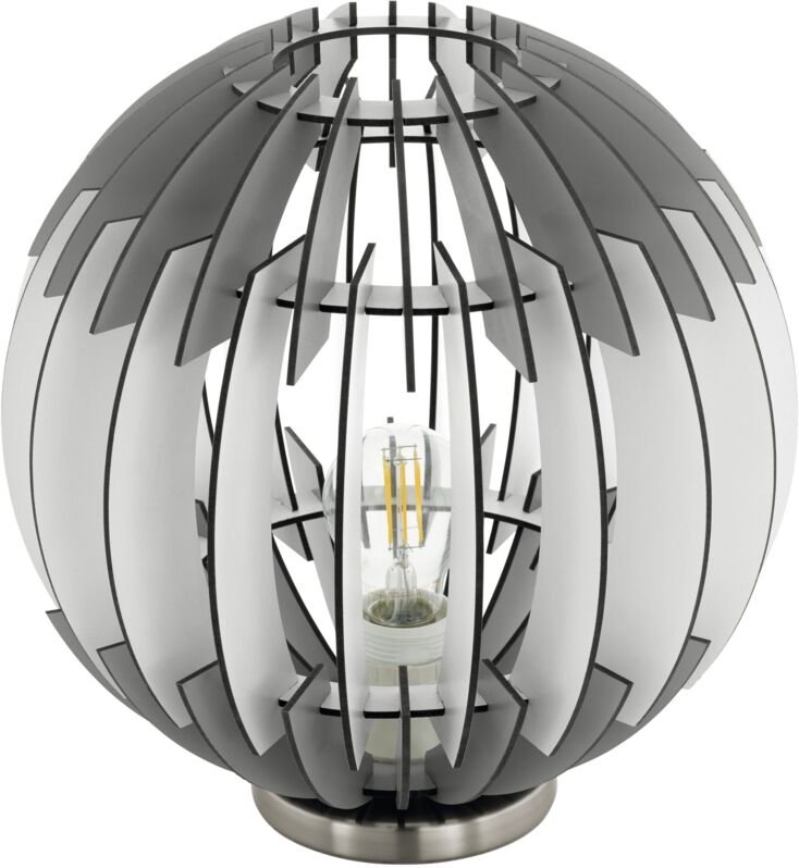 Eglo - Tischlampe Cossano, 1 flammige Tischleuchte Vintage, Nachttischlampe aus Stahl und Holz, Wohnzimmerlampe in Nicke...